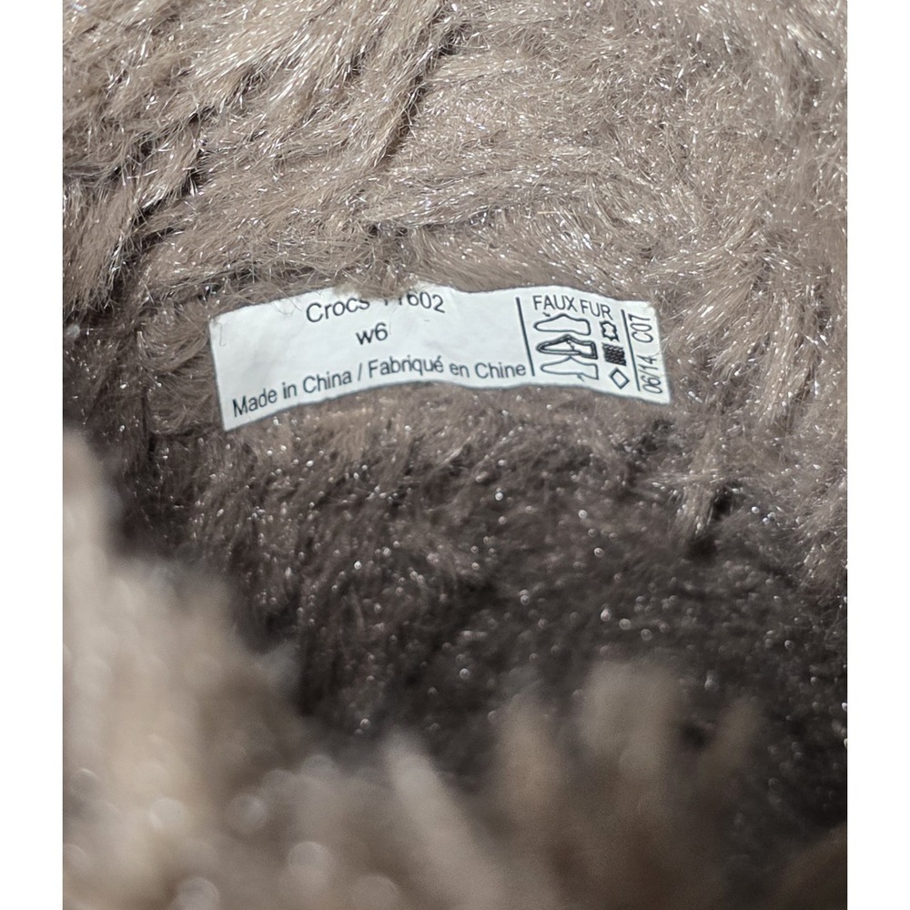 Crocs Cobbler Eva  Womens Size 6 Clogs Brown Suede Faux Fur Wedge Heel Mule - Picture 6 of 6